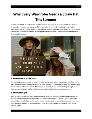 Why Every Wardrobe Needs a Straw Hat This Summer