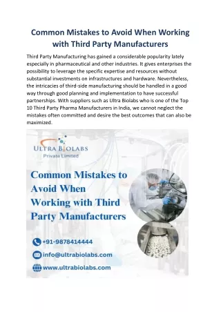 Common Mistakes to Avoid When Working with Third Party Manufacturers