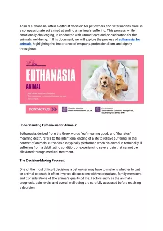Providing Comfort and Care : The Process of animal Euthanasia