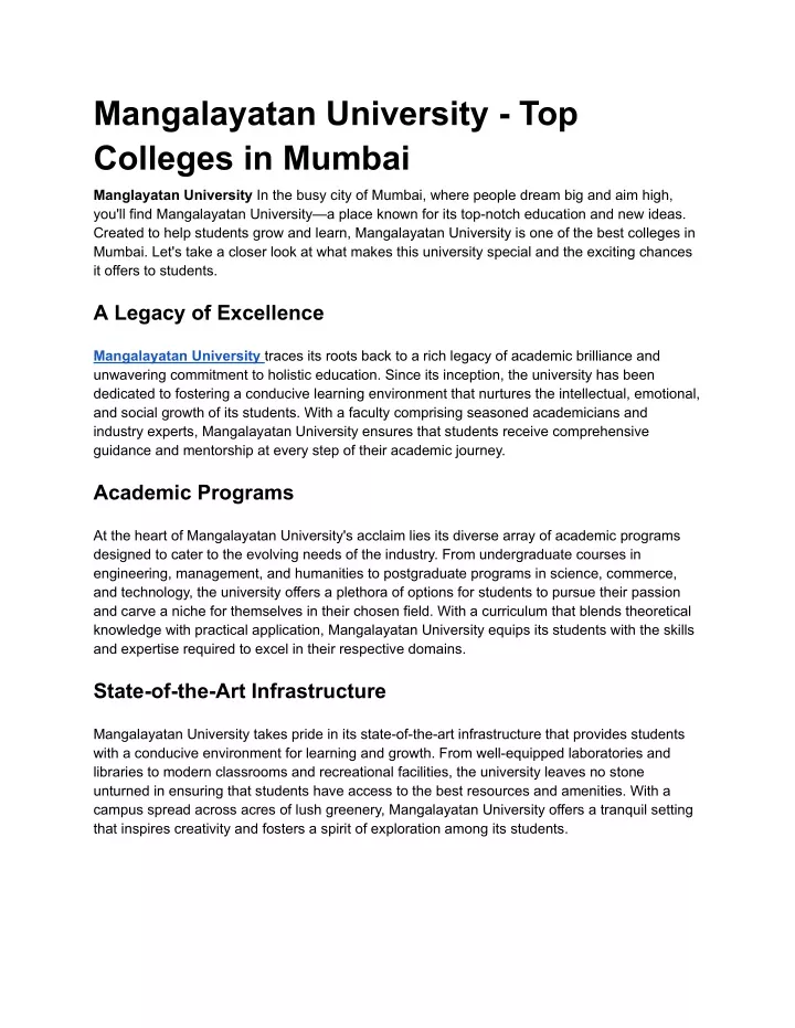 mangalayatan university top colleges in mumbai