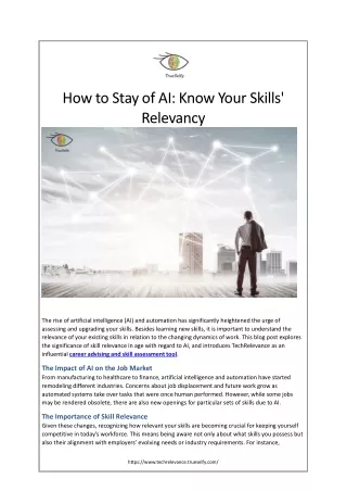 How to stay of AI Know your skills' relevancy