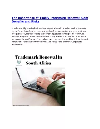 The Importance of Timely Trademark Renewal_ Cost Benefits and Risks