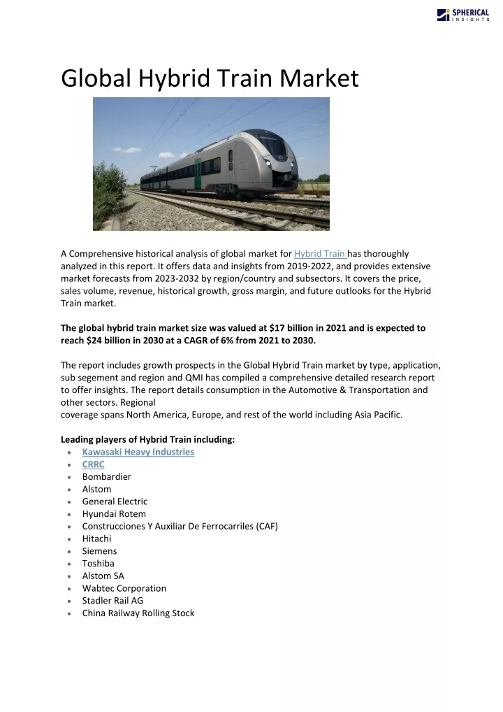 global hybrid train market