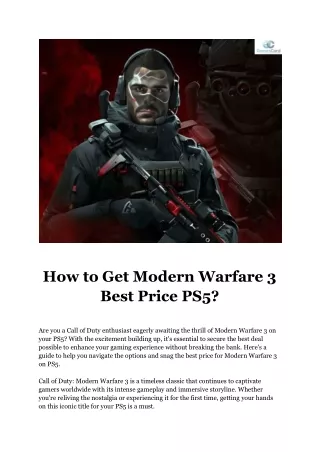 How to Get Modern Warfare 3 Best Price PS5