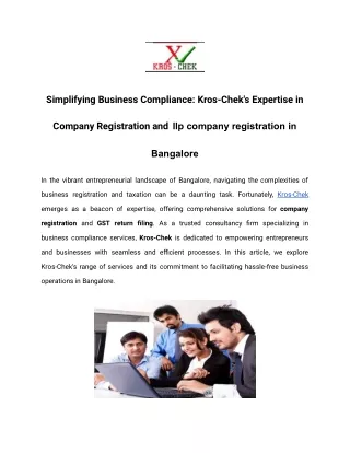 Simplifying Business Compliance_ Kros-Chek's Expertise in Company Registration and llp company registration in Bangalore