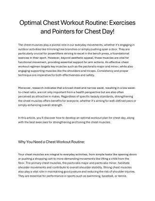 Optimal Chest Workout Routine