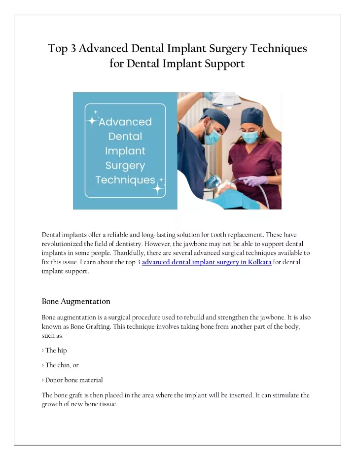 top 3 advanced dental implant surgery techniques