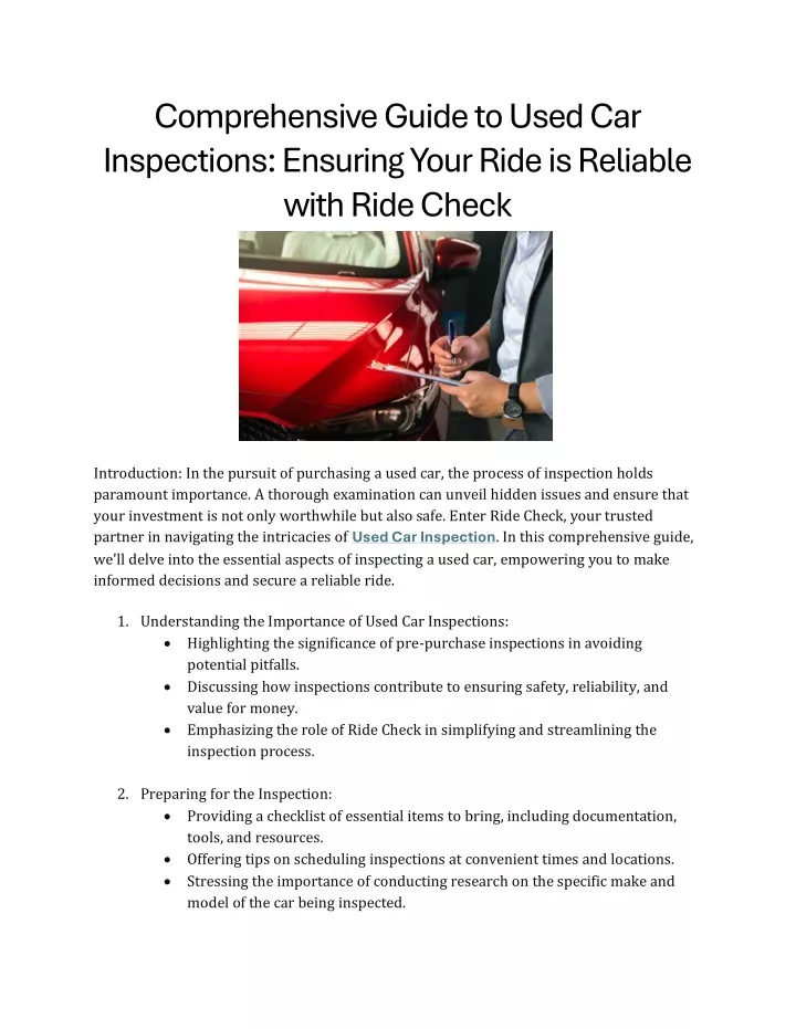 comprehensive guide to used car inspections