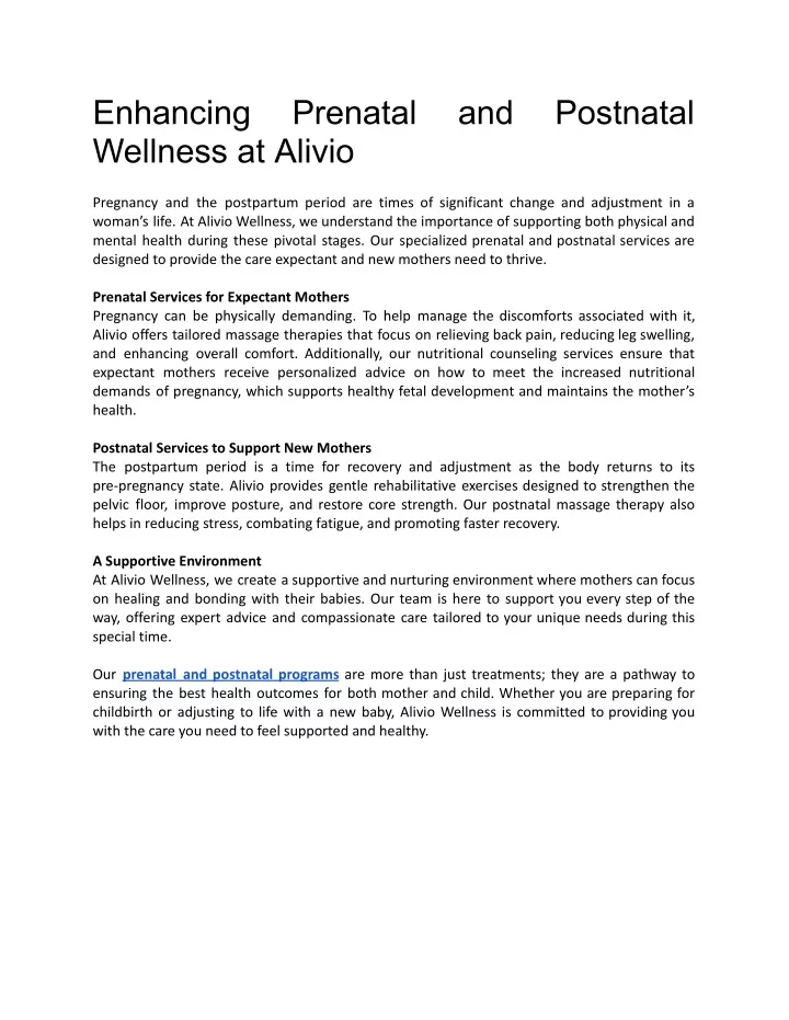 enhancing wellness at alivio