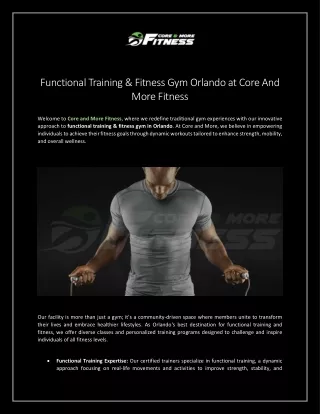 Functional Training & Fitness Gym Orlando At Core And More Fitness