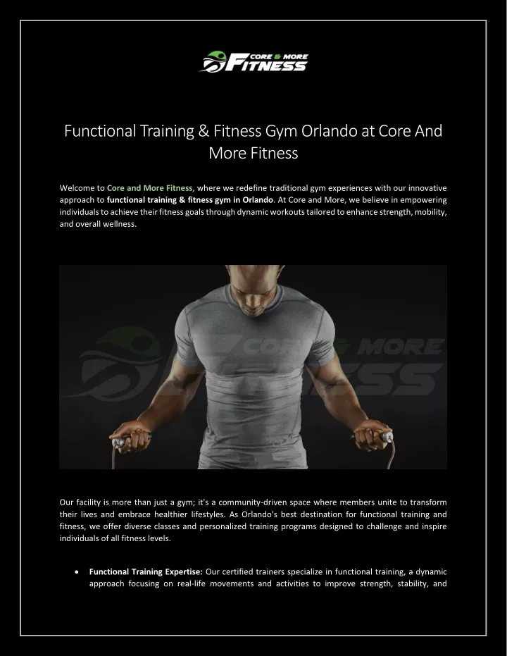 functional training fitness gym orlando at core