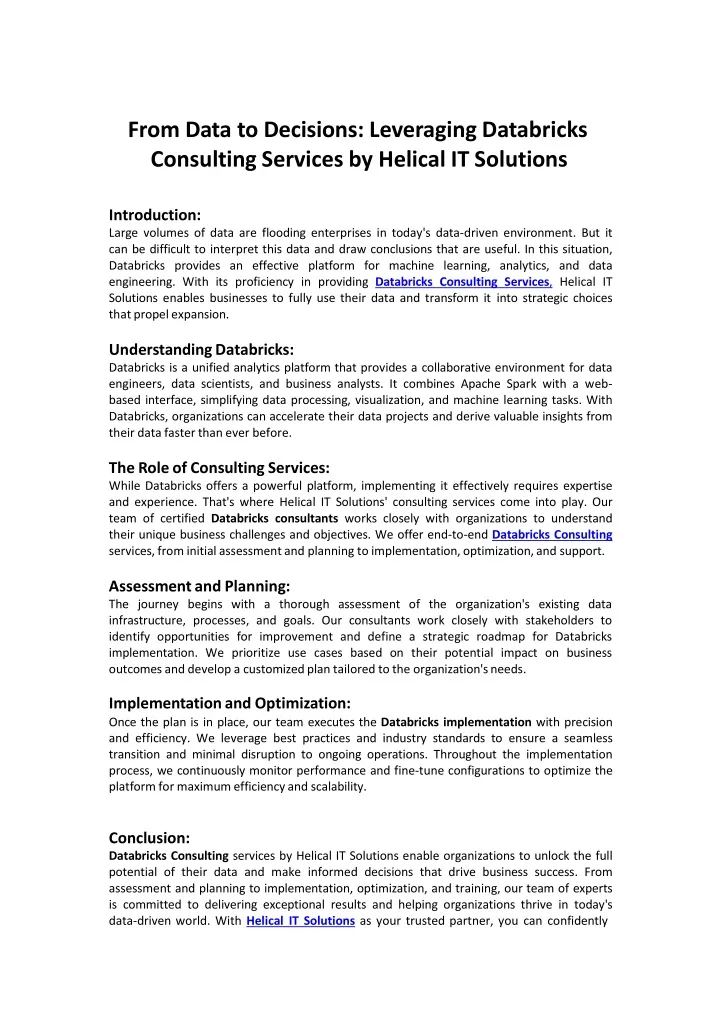 from data to decisions leveraging databricks