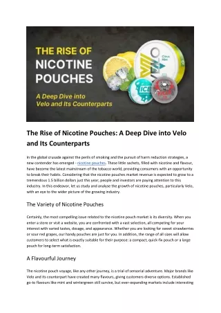 The Rise of Nicotine Pouches_ A Deep Dive into Velo and Its Counterparts