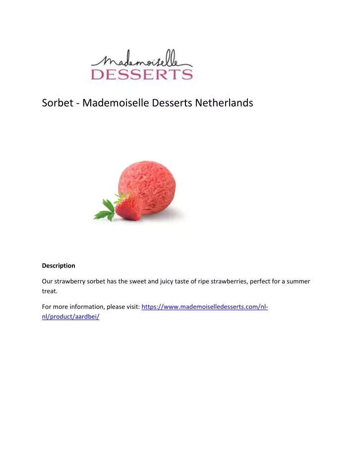 sorbet mademoiselle desserts netherlands