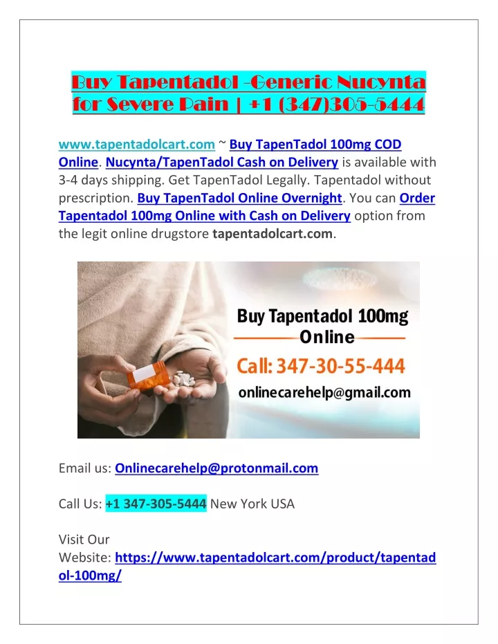 buy tapentadol generic nucynta for severe pain