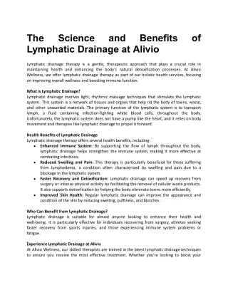 The Science and Benefits of Lymphatic Drainage at Alivio