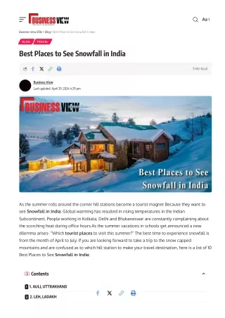 Best Places to See Snowfall in India
