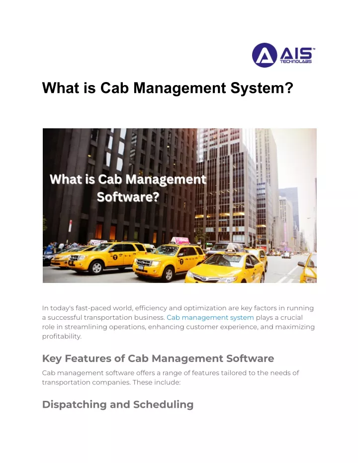 what is cab management system