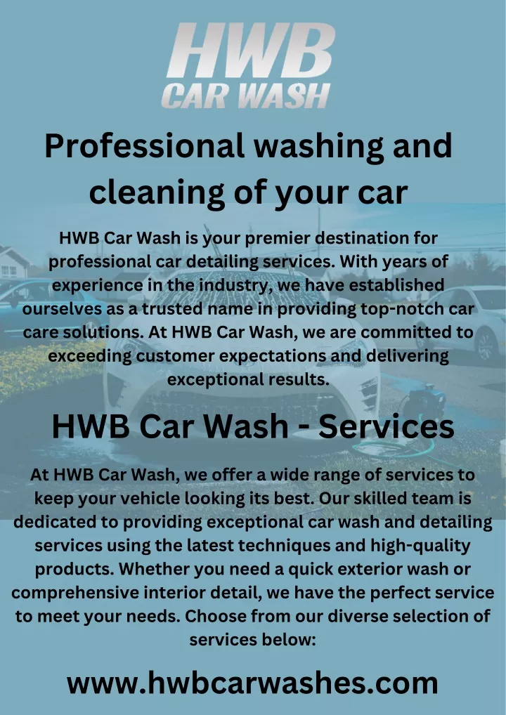 professional washing and cleaning of your car