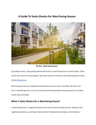 a guide to vastu shastra for west facing houses
