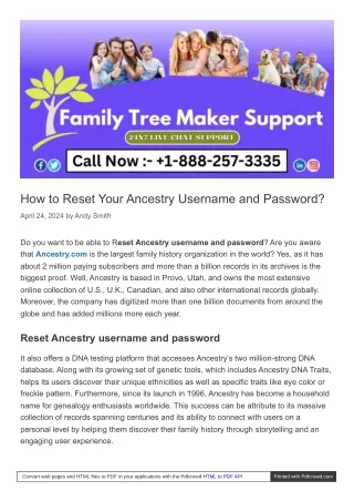 Reset Ancestry username and password