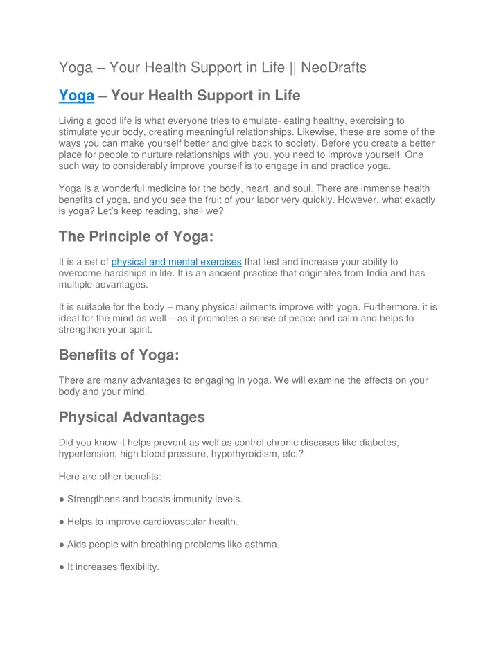 yoga your health support in life neodrafts