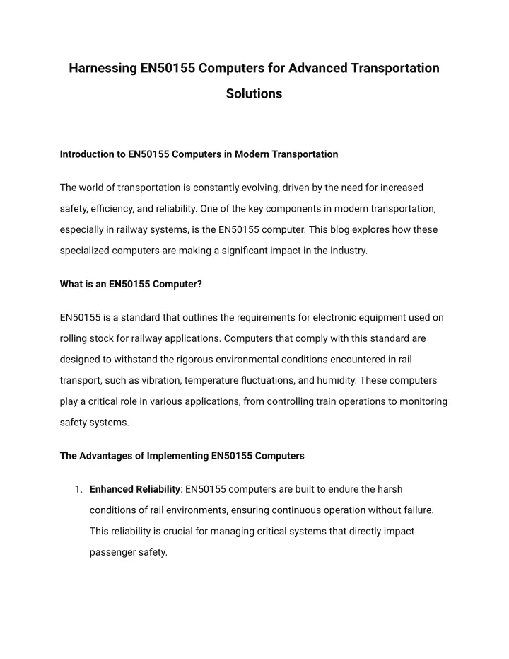 harnessing en50155 computers for advanced