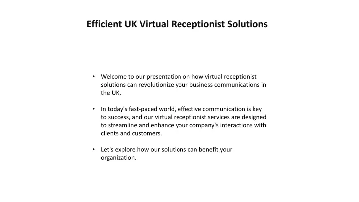 efficient uk virtual receptionist solutions