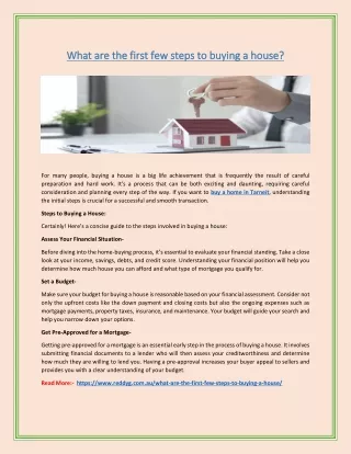 What are the first few steps to buying a house?