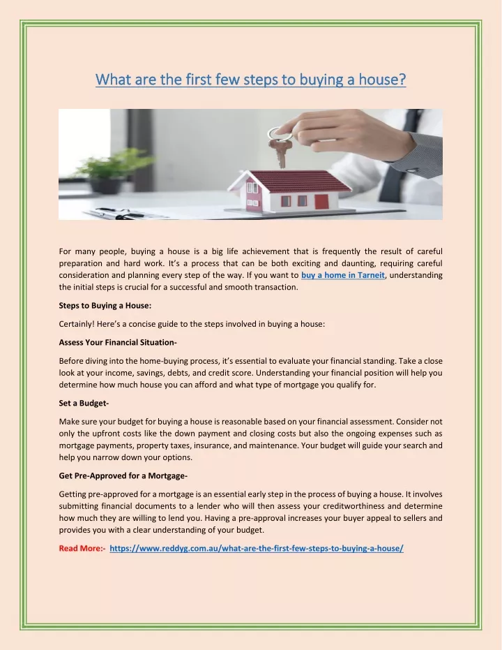 what are the first few steps to buying a house