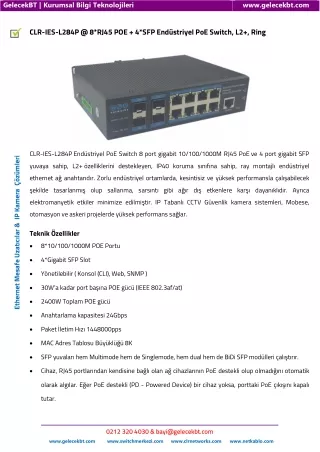8 Port POE Switch   4 SFP Slot CLR-IES-L284P [GelecekBT]