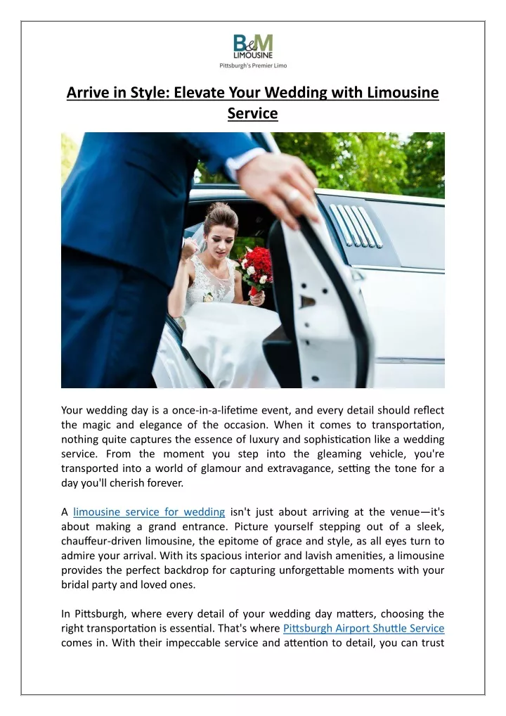 arrive in style elevate your wedding with