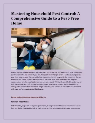 Mastering Household Pest Control: A Comprehensive Guide to a Pest-Free Home