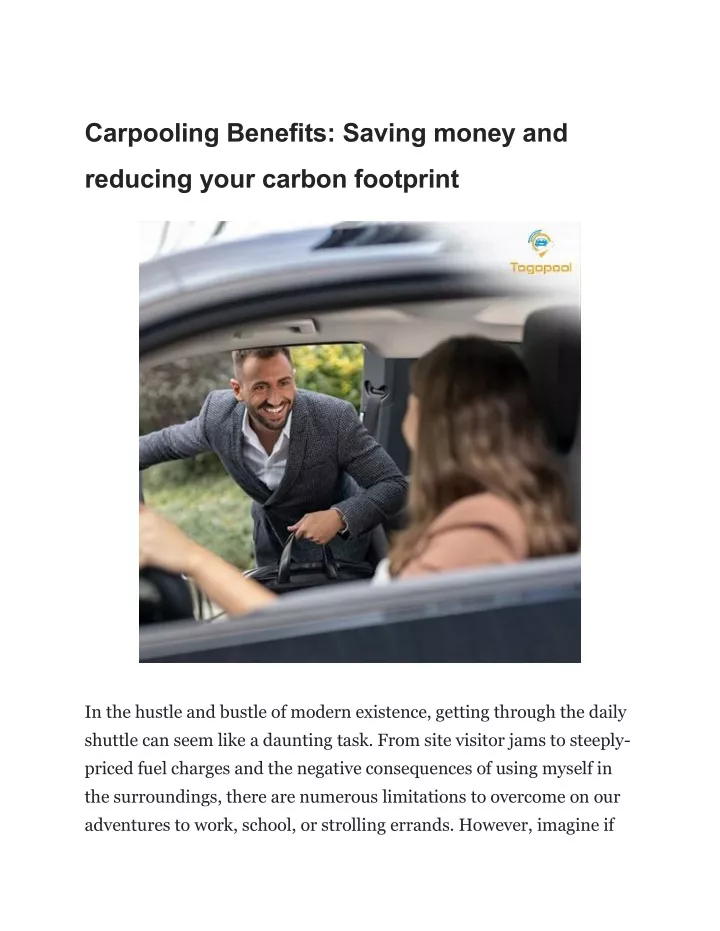 carpooling benefits saving money and