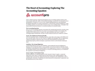 The Heart of Accounting: Exploring The Accounting Equation