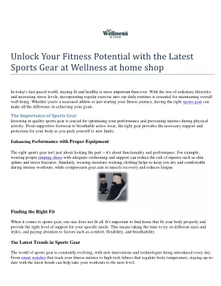 Unlock Your Fitness Potential with the Latest Sports Gear