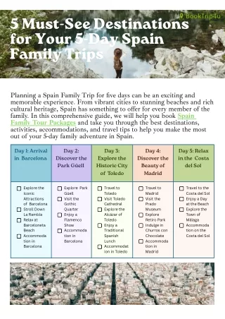 5 Must-See Destinations for Your 5-Day Spain Family Trips - BookTrip4u