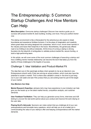 The Entrepreneurship_ 5 Common Startup Challenges And How Mentors Can Help