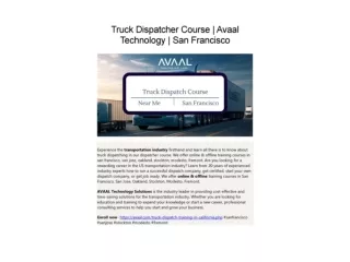 Truck Dispatcher Course  Avaal Technology San Francisco