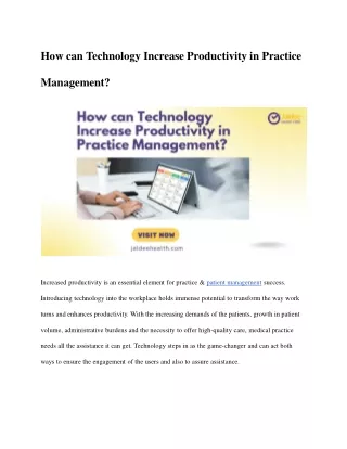 How can Technology Increase Productivity in Practice Management