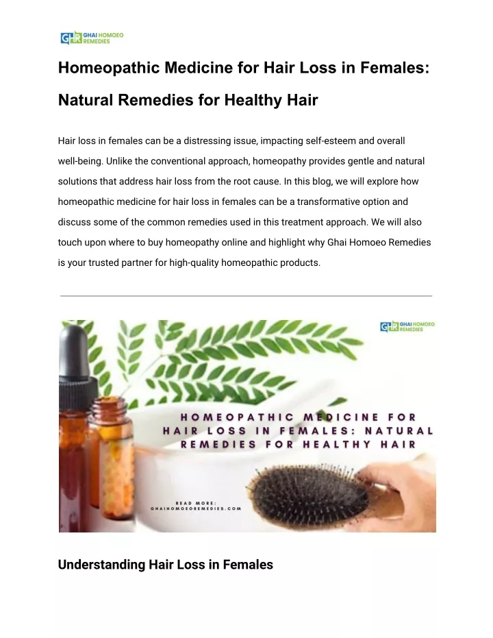 homeopathic medicine for hair loss in females