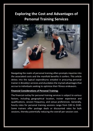 Exploring the Cost and Advantages of Personal Training Services