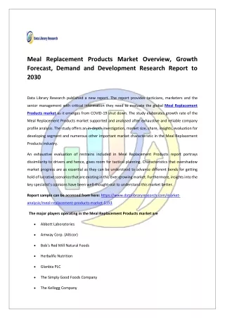 Meal Replacement Products