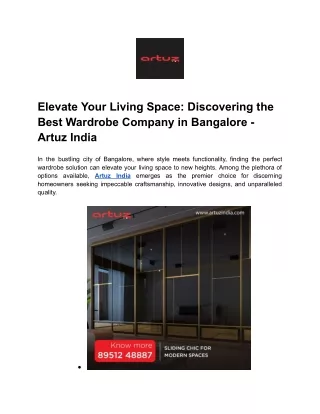 Elevate Your Living Space_ Discovering the Best Wardrobe Company in Bangalore - Artuz India