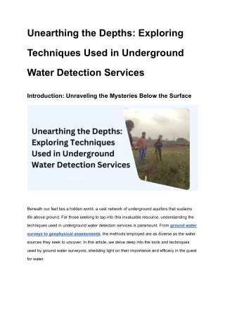 Unearthing the Depths_ Exploring Techniques Used in Underground Water Detection Services