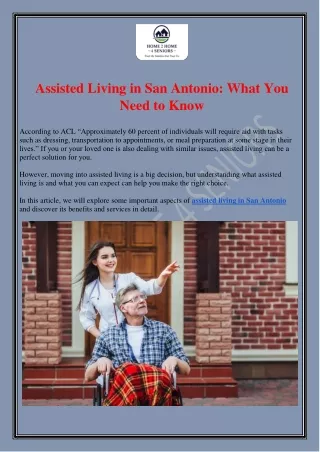 Assisted Living in San Antonio: What You Need to Know