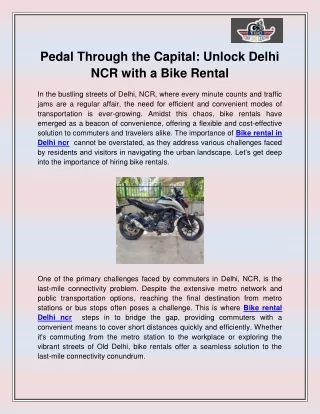 Bike rental in Delhi ncr