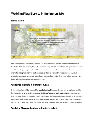 Wedding Floral Service in Burlington