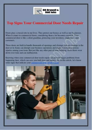 Top Signs Your Commercial Door Needs Repair