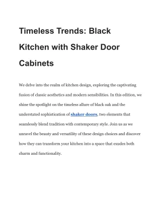 Timeless Trends_ Black Kitchen with Shaker Door Cabinets